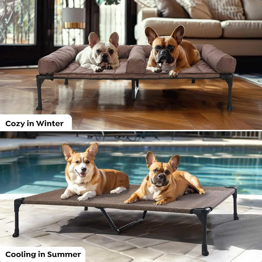 Cooling Elevated Dog Bed w/Removable Double Bed Cushion