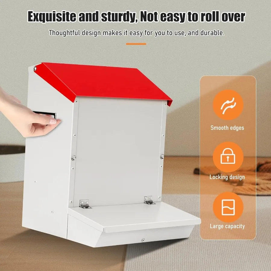 Large Galvanized Dry Pet Food Dispenser w/Dual Gravity Bowls