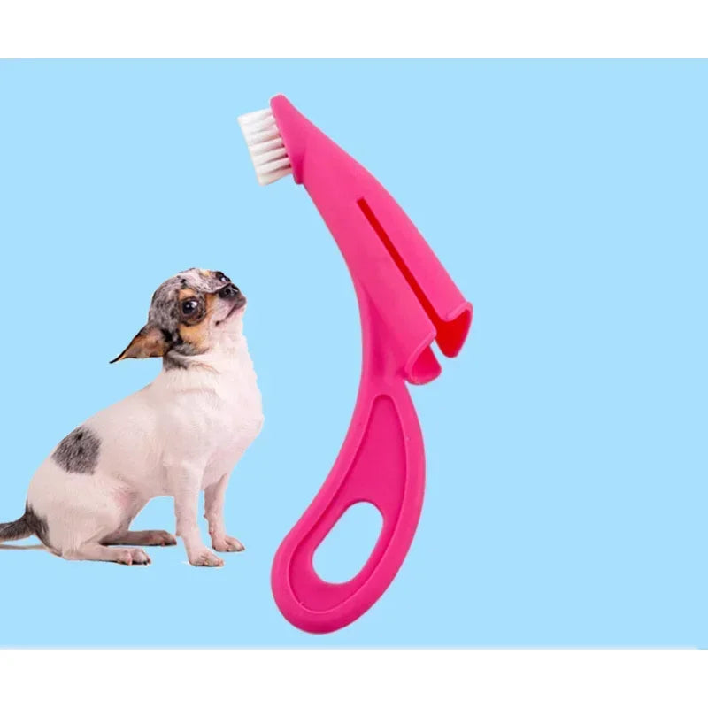 Soft Bristle Multi-Angle Pet Finger Toothbrush w/Handle