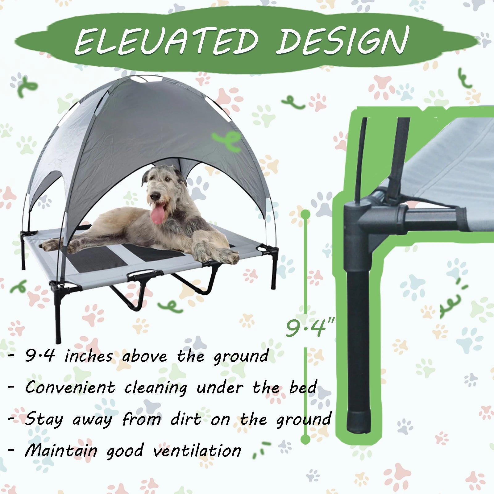 Large Anti Scratch Elevated Canopy Pet Bed