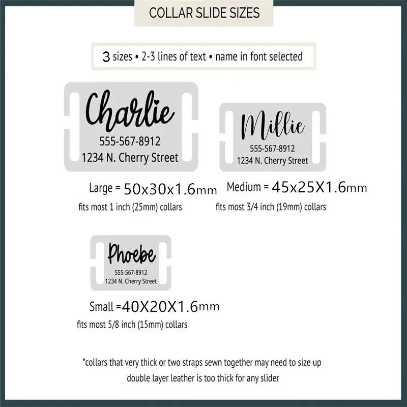 Custom Engraved Stainless Steel Pet ID Slider Collar Tag