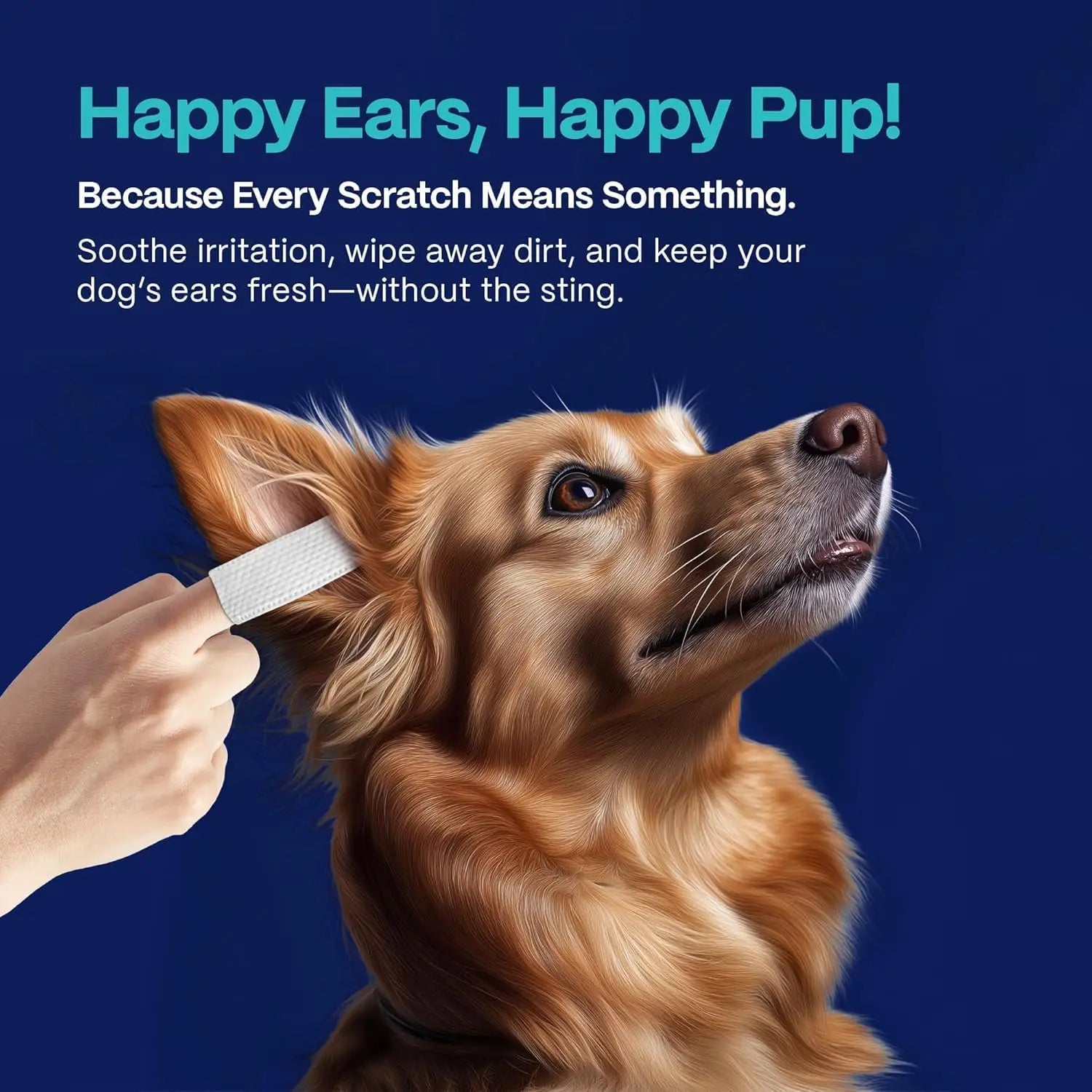 Pet Ear Cleaner Finger Wipes with Eucalyptus, Chamomile & Aloe