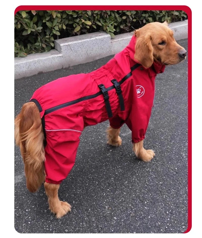 Adjustable Waterproof Dog Jump Suit w/Detachable Hood