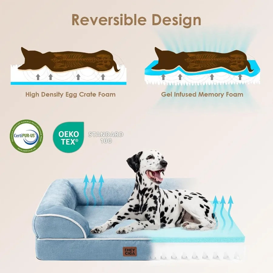 Orthopedic Pet Bed w/Waterproof Memory Foam & Supportive Egg-Crate Design