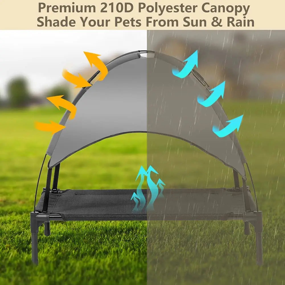 Elevated Cooling Dog Bed w/Removable Canopy Shade Tent