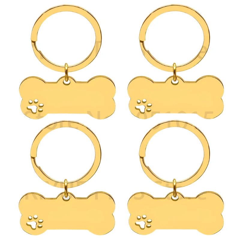 10PC Set Stainless Steel Paw Bone Blank Dog ID Tags