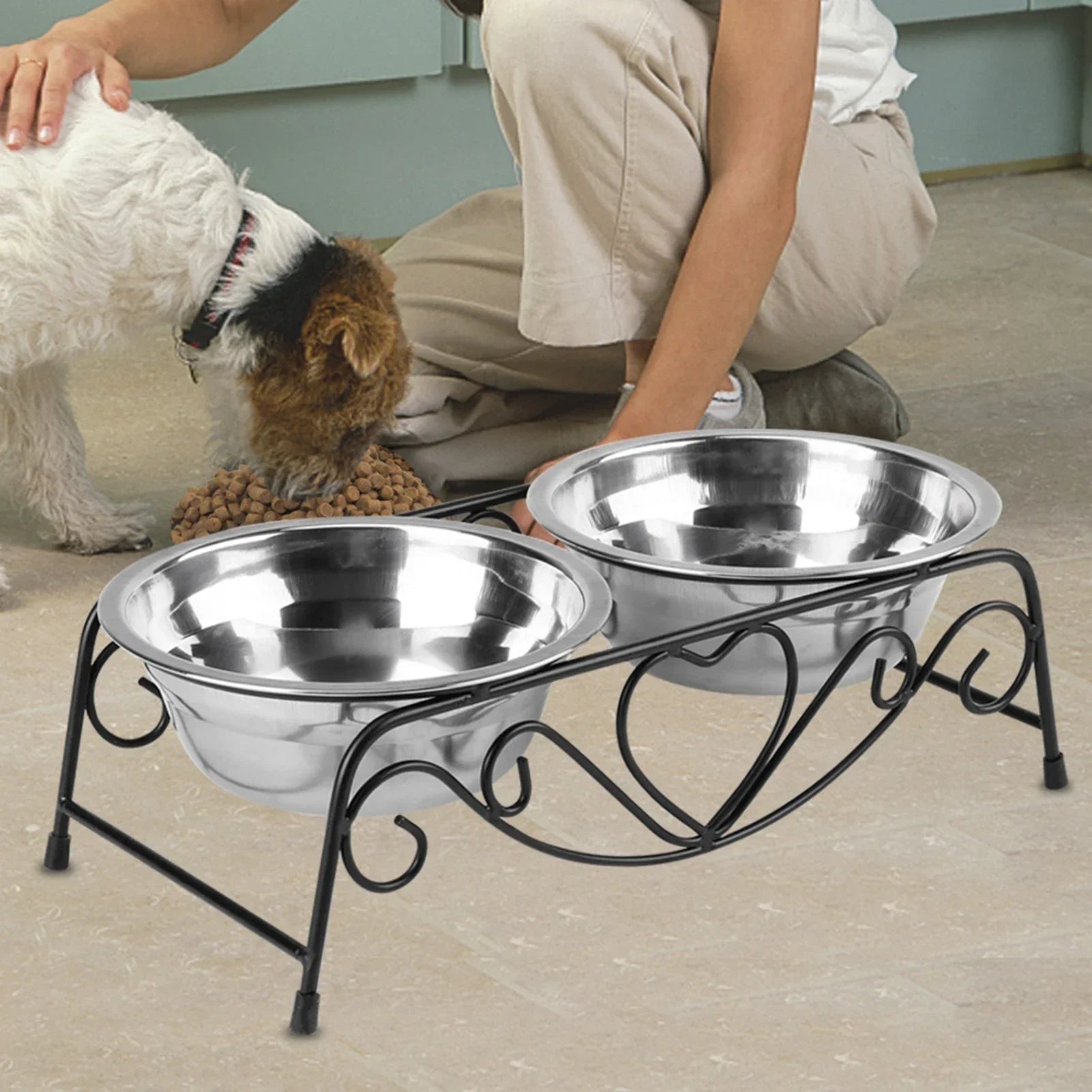 Elevated Stainless Steel Double Bowl Pet Stand