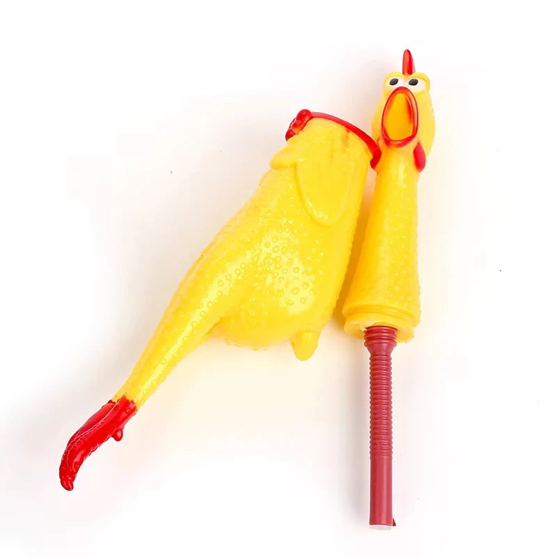 Funny Yellow Screaming Rubber Chicken Dog Chew Toy