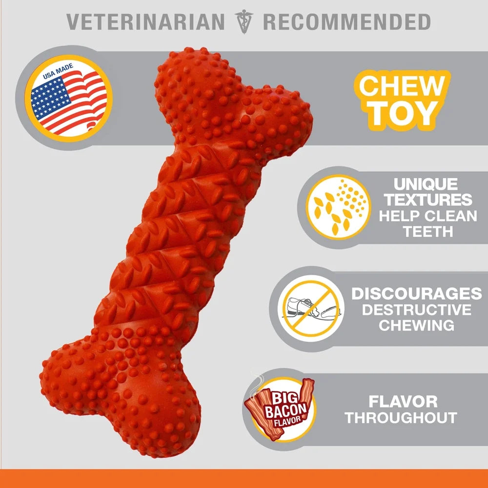 Dental Rubber Bacon Flavor Braid Bone Chew Toy