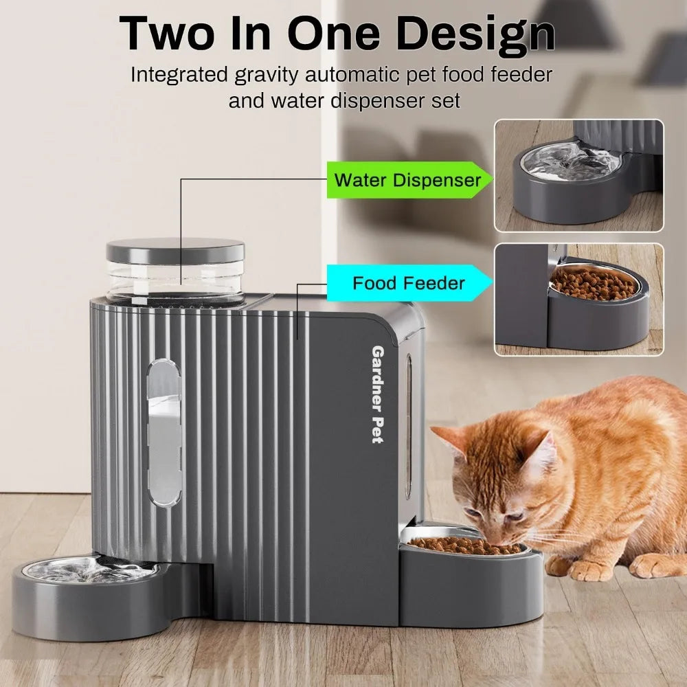 2-In-1 Small Gravity Pet Food Feeder & Water Dispenser Set