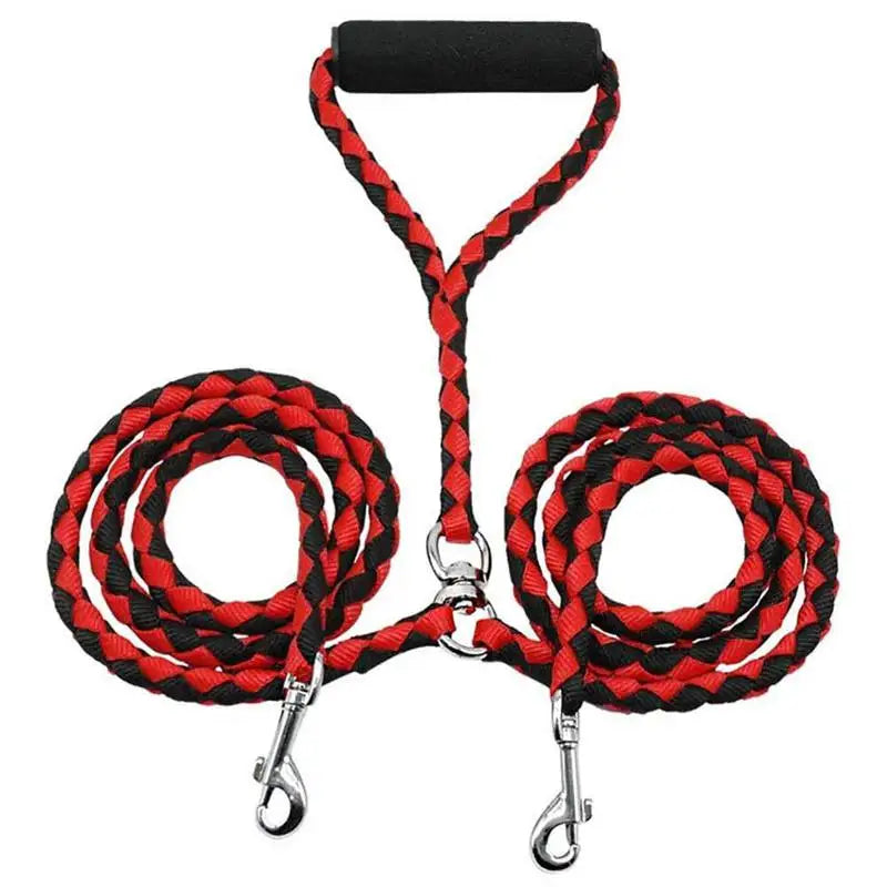 Double Dog Leash w/ 2-Way Couplers & Padded Handle