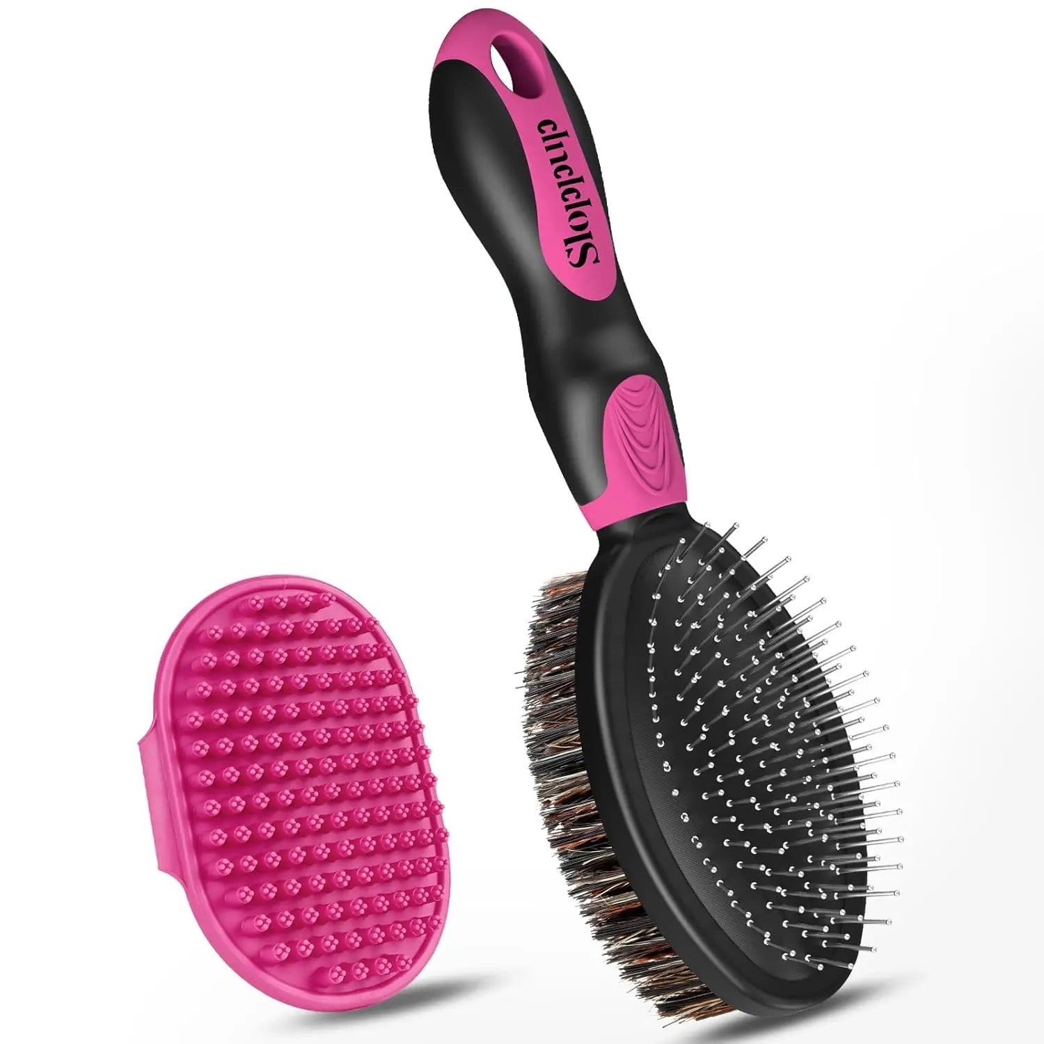 2PC Double-Sided Pet Grooming Brush & Bath Brush Set