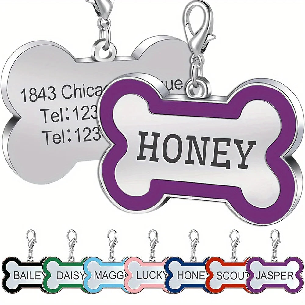 Custom Engraved Bone-Shaped Dog ID Tag