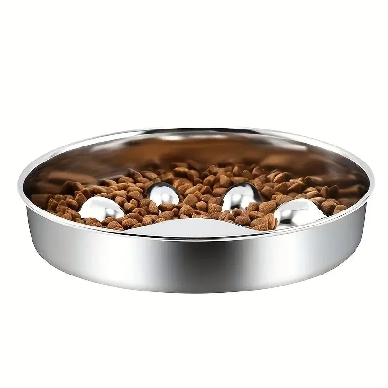 Premium Stainless Steel Choke Prevention Slow Food Pet Bowl