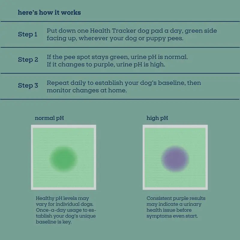 Health Monitoring Absorbent Dog Pee Pads w/pH Tracking Technology