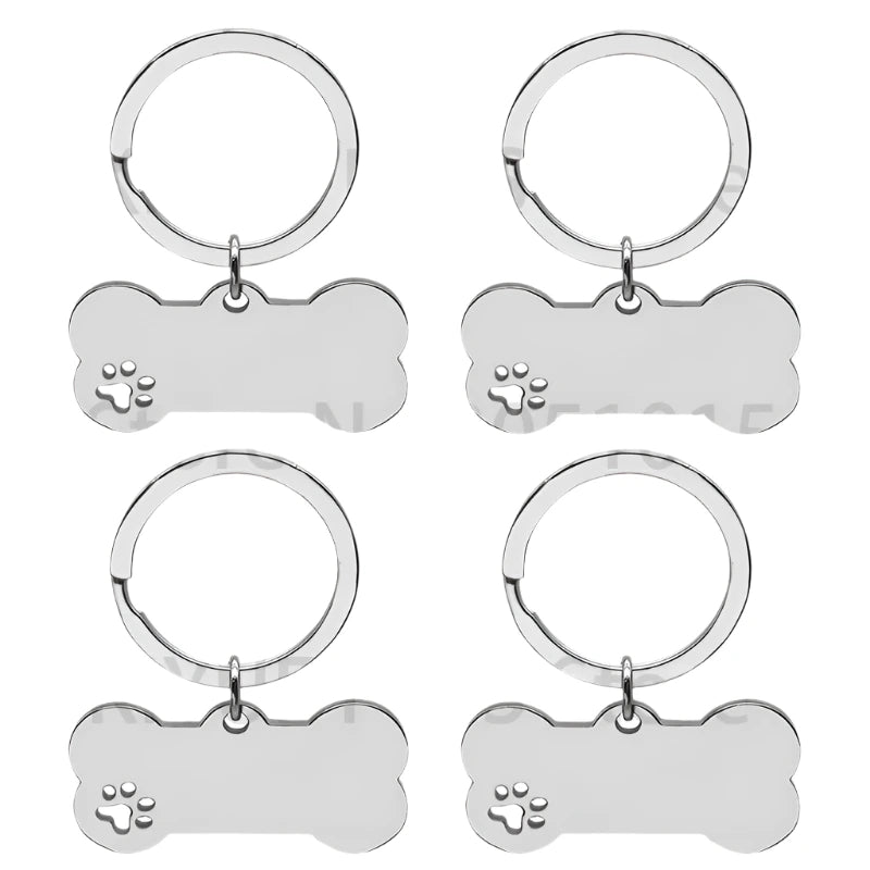 10PC Set Stainless Steel Paw Bone Blank Dog ID Tags