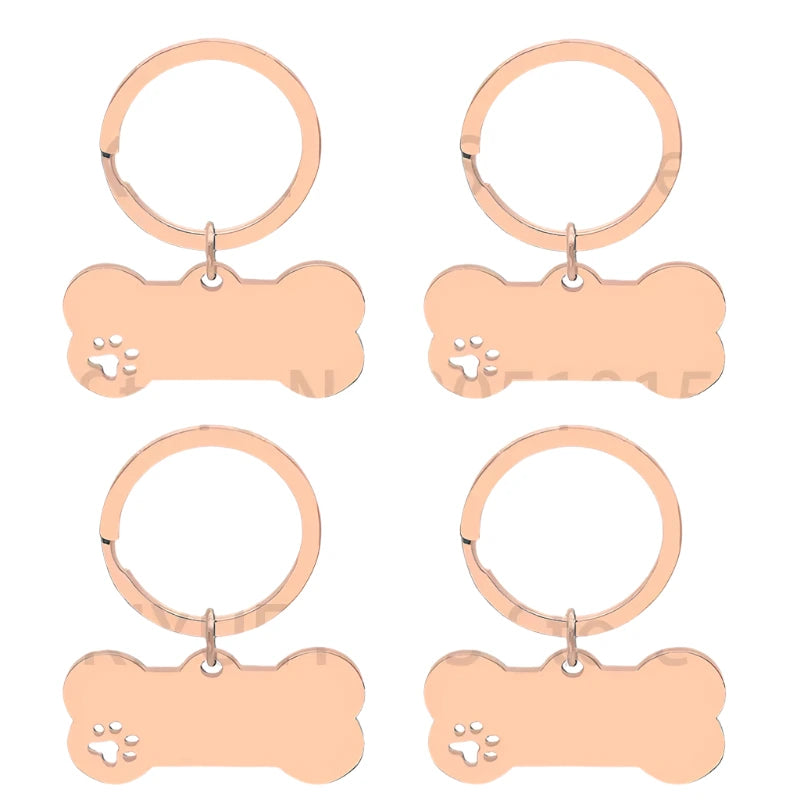 10PC Set Stainless Steel Paw Bone Blank Dog ID Tags