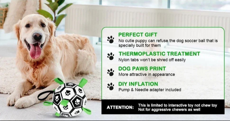 Durable Soccer Ball Dog Toy w/Straps