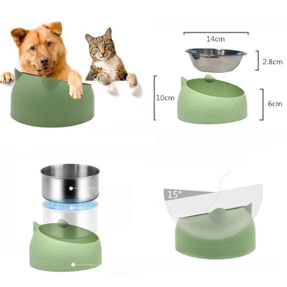 Elevated Non-Slip Stainless Steel Pet Food Bowl