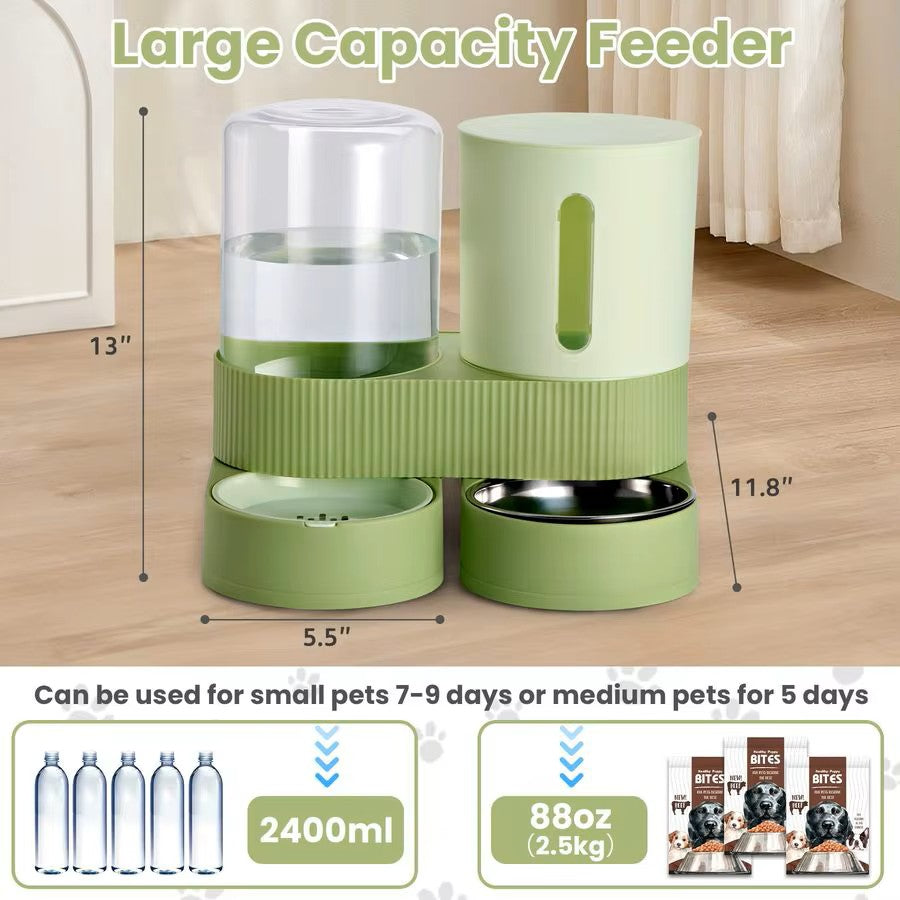 Automatic Pet Gravity Water Dispenser & Food Feeder Set