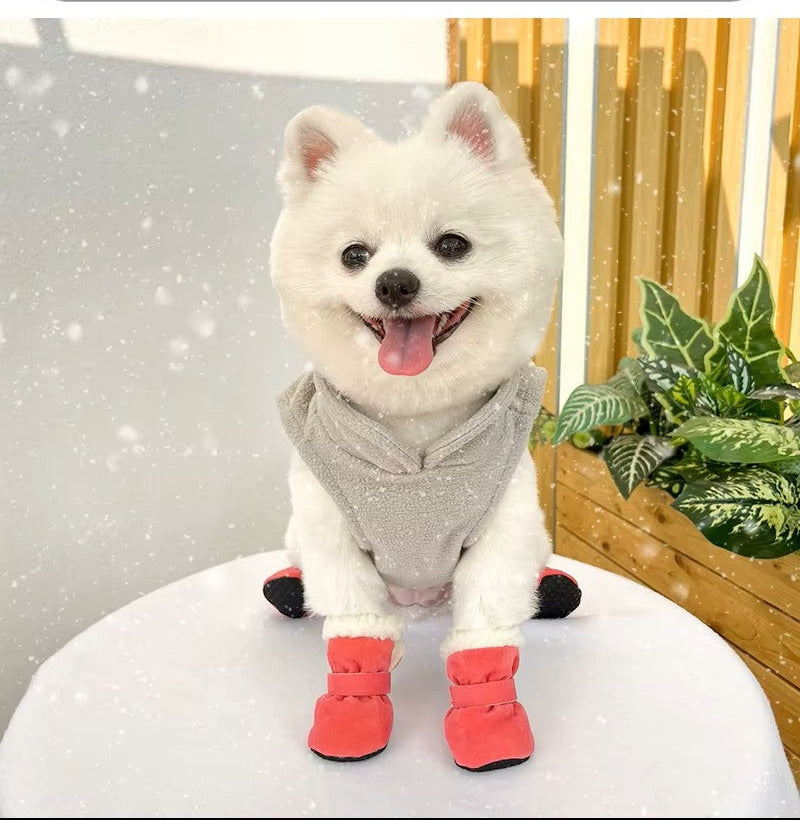 4PC Set Warm Plush Dog Shoes