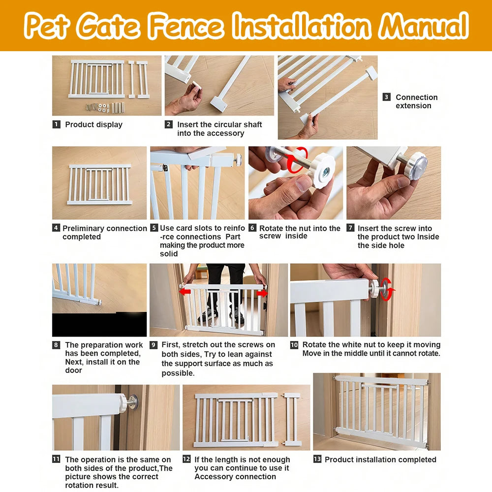 Metal Retractable Pet Gate W/Door