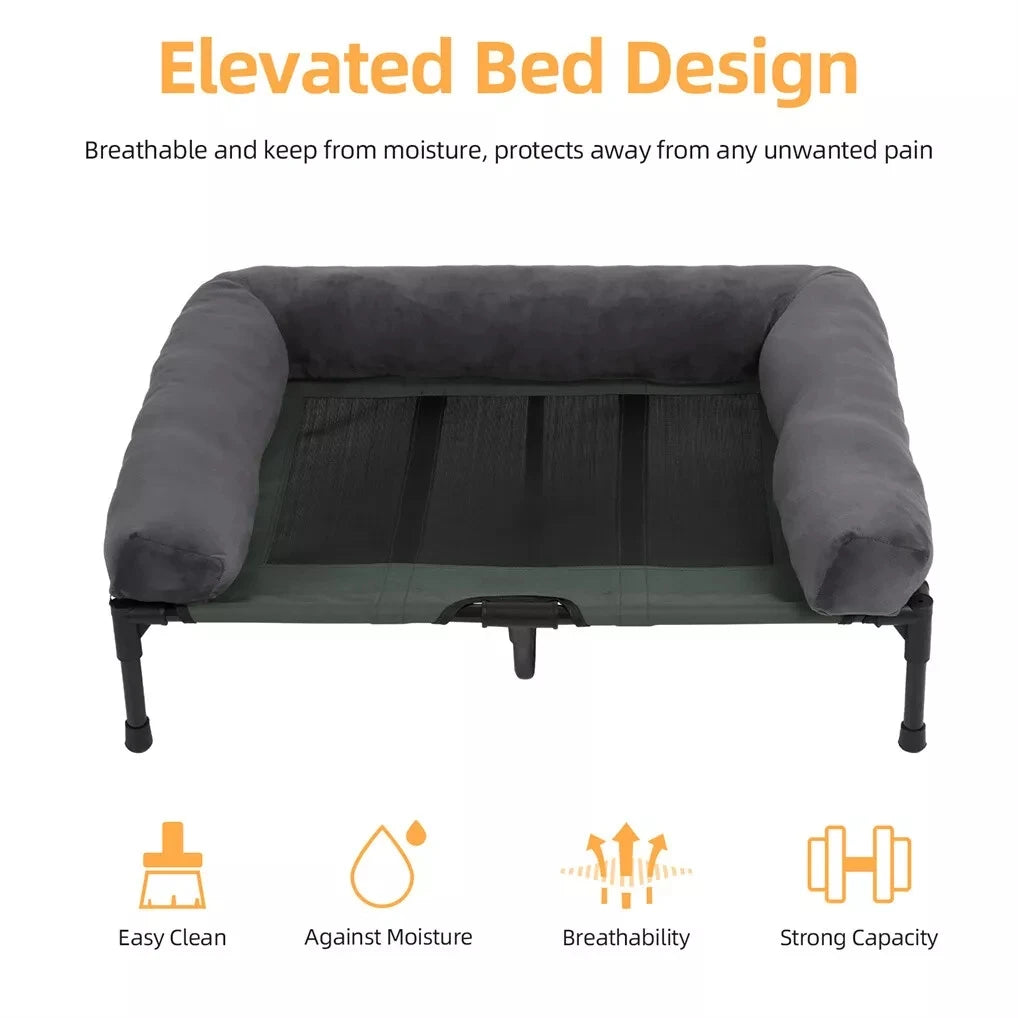 Breathable Mesh Elevated  Dog Bed w/Comfy Neck Bolster