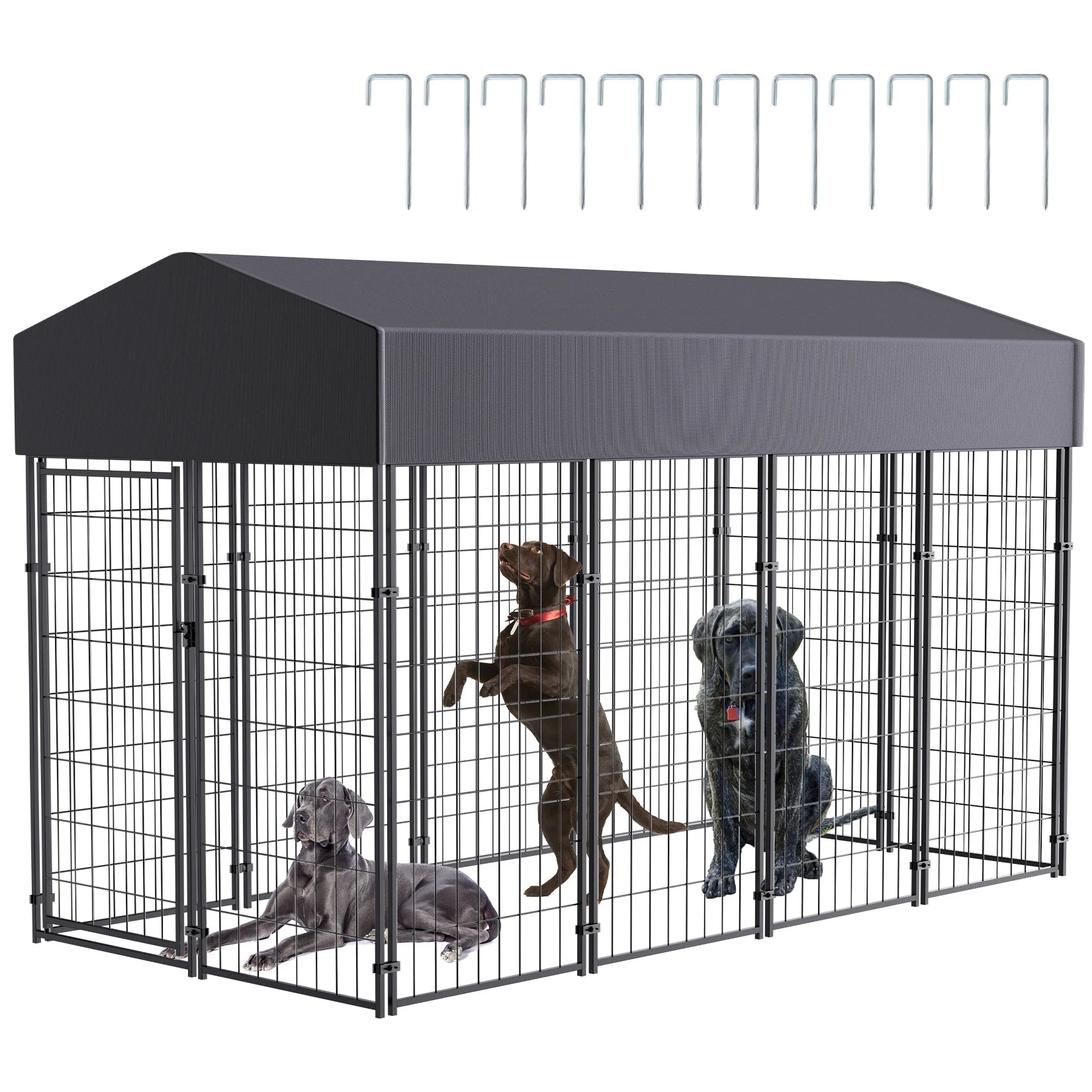 Large Outdoor Dog Kennel w/Water Proof Canopy Cover