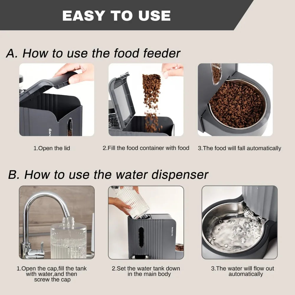 2-In-1 Small Gravity Pet Food Feeder & Water Dispenser Set