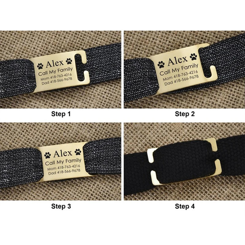 Curved Personalized Stainless Steel Pet ID Slider Collar Tag