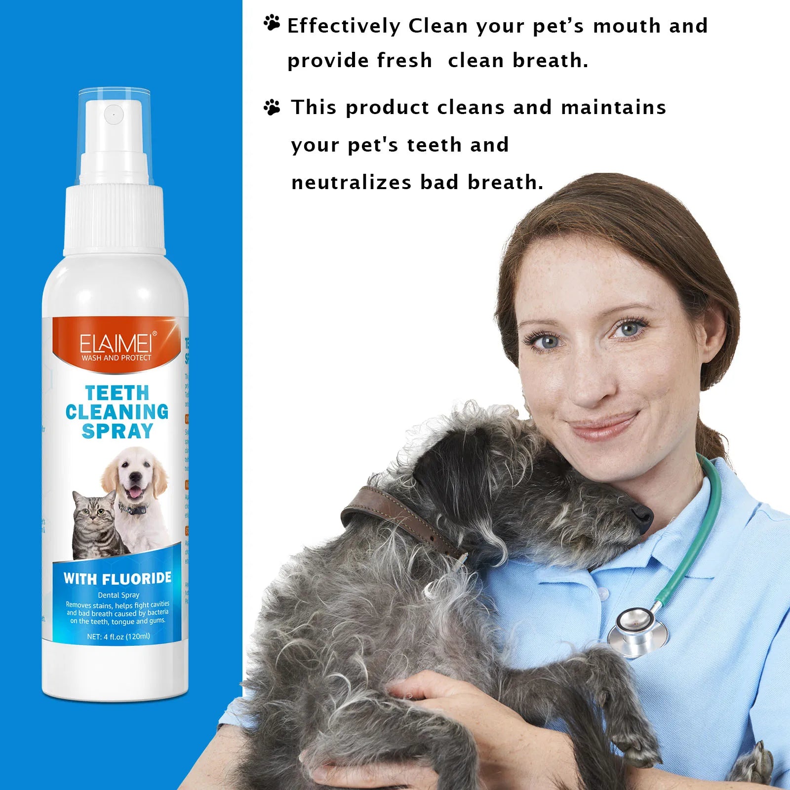 Pet Teeth Cleaning Dental Spray w/Fluoride