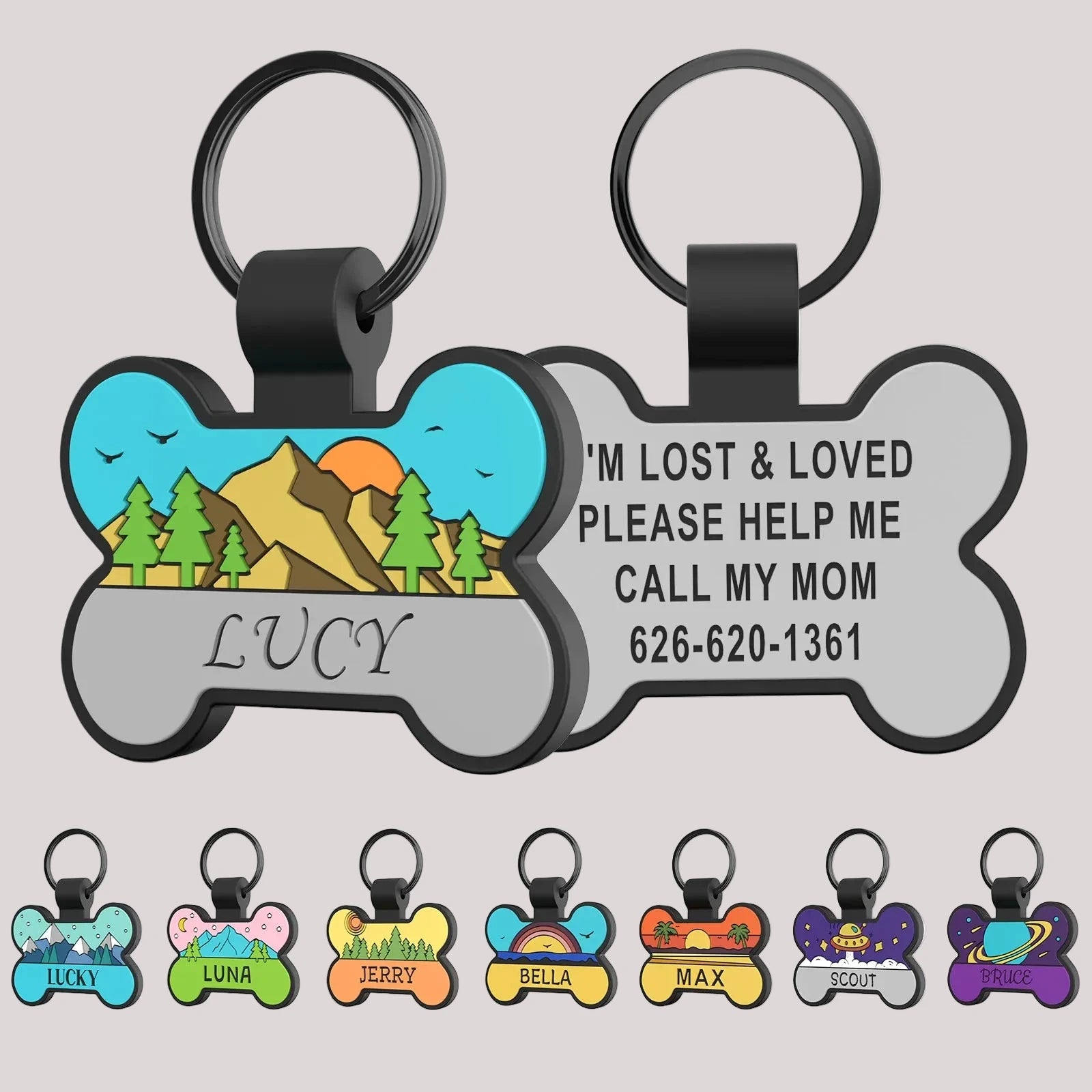 Custom Personalized Double-Sided Bone-Shaped Silicone Dog Tag