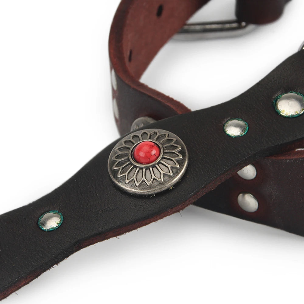 Retro Genuine Leather Dog Collar