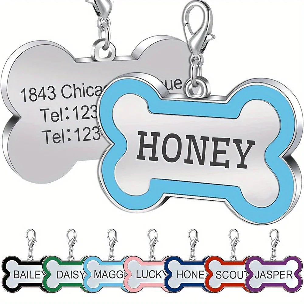 Custom Engraved Bone-Shaped Dog ID Tag