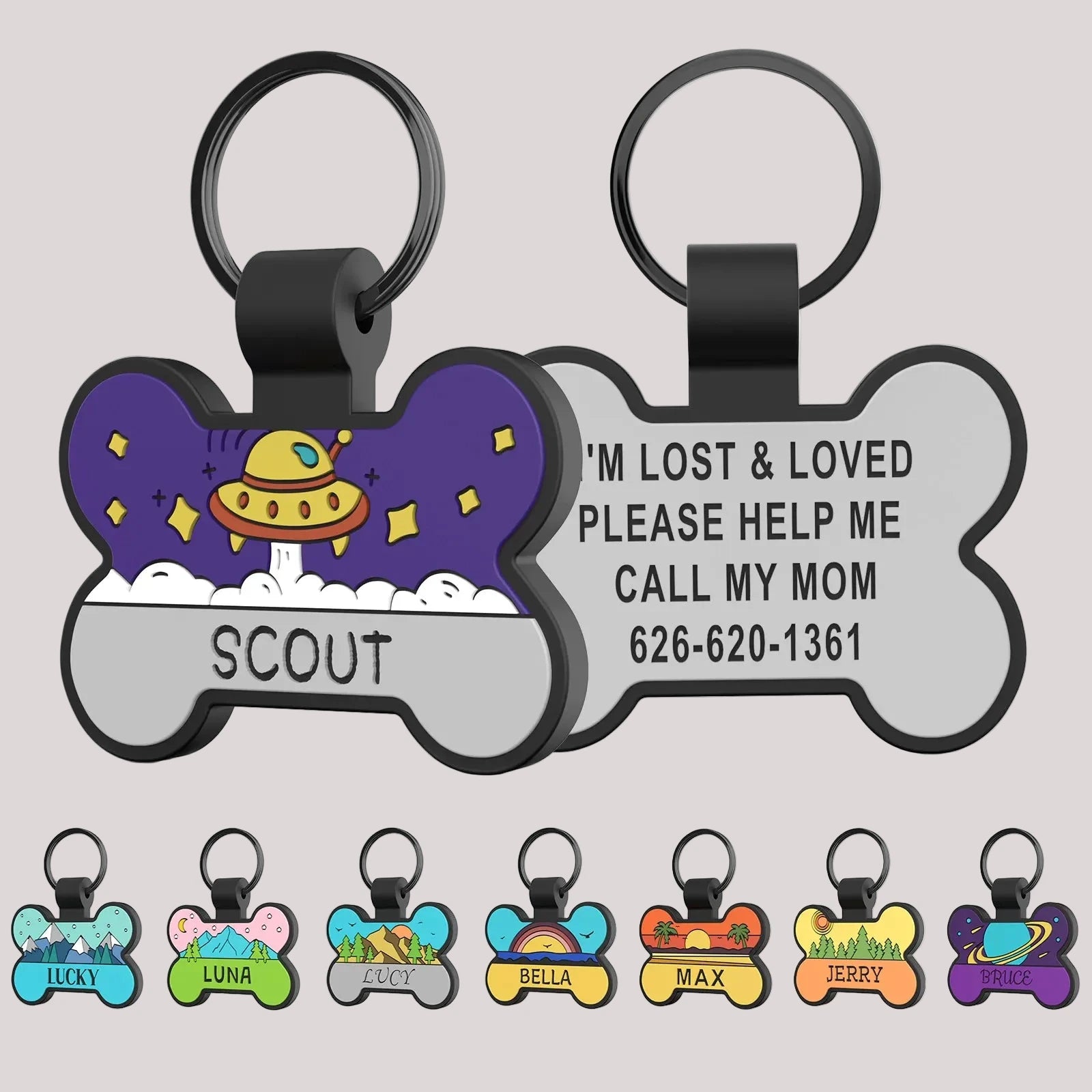 Custom Personalized Double-Sided Bone-Shaped Silicone Dog Tag