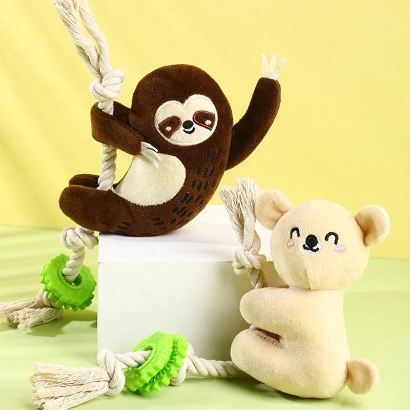 Squeaky Plush Small Dog Cotton Rope Toy