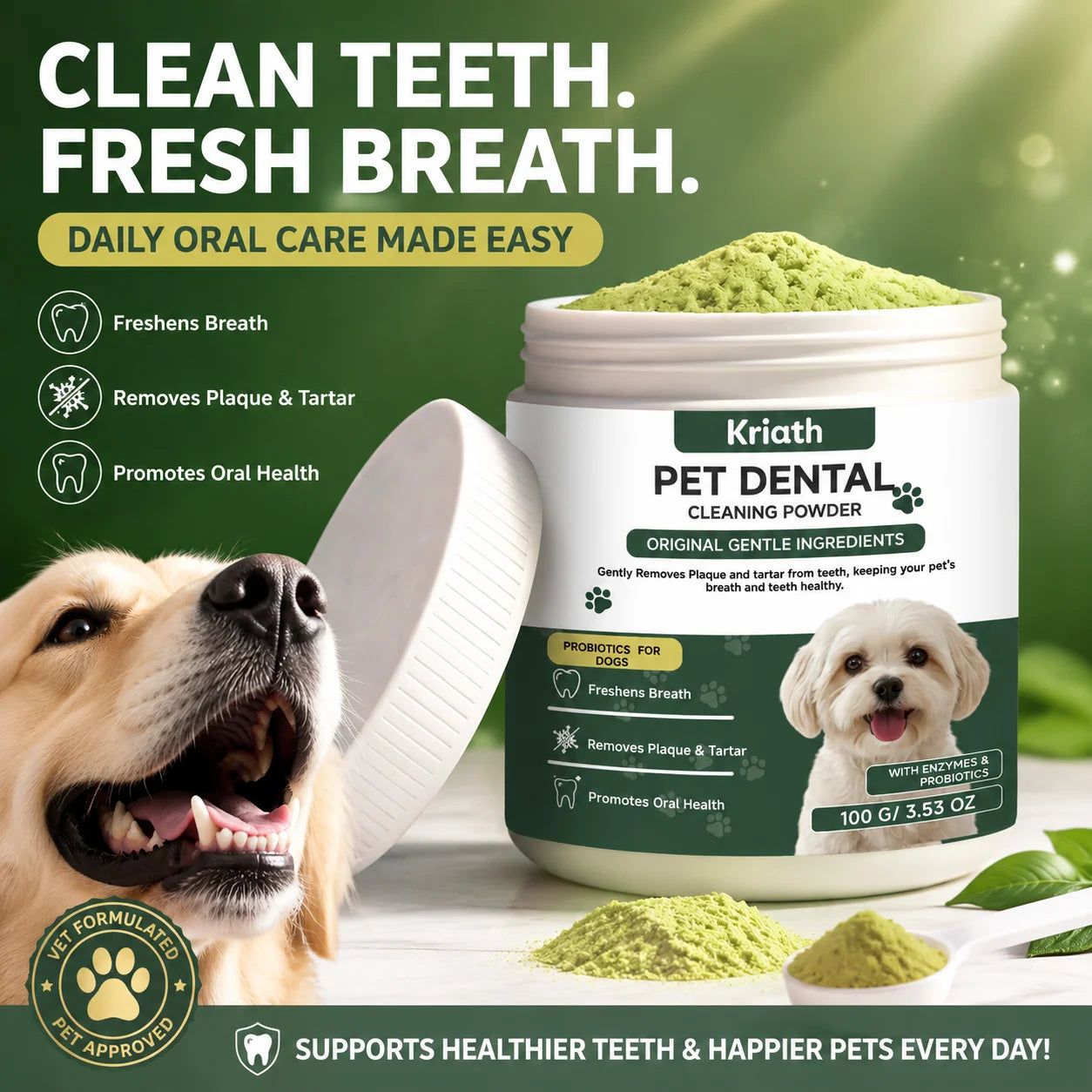 Plaque Defense Enzyme Formula Natural Pet Dental Powder