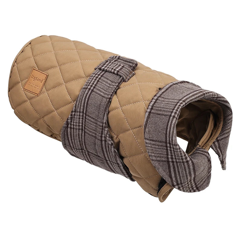 Luxury Quilted Vintage Plaid Dog Coat
