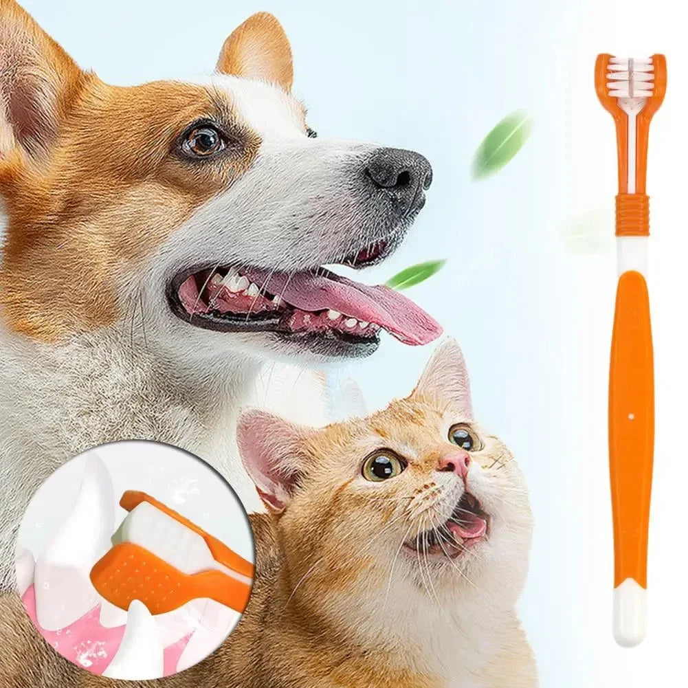 3-Sided Tartar Cleaning Pet Toothbrush