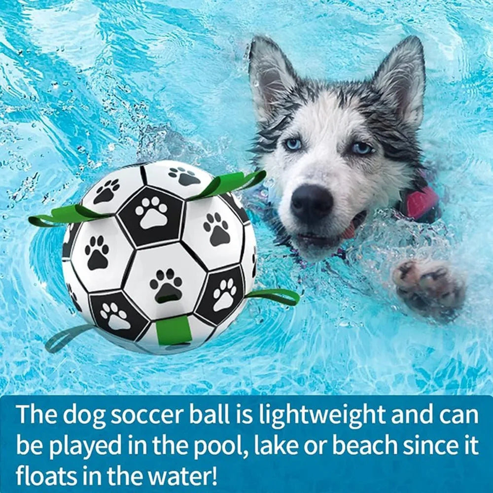 Durable Soccer Ball Dog Toy w/Straps