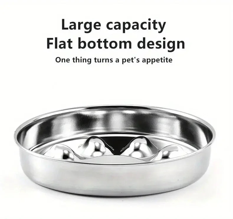 Premium Stainless Steel Choke Prevention Slow Food Pet Bowl