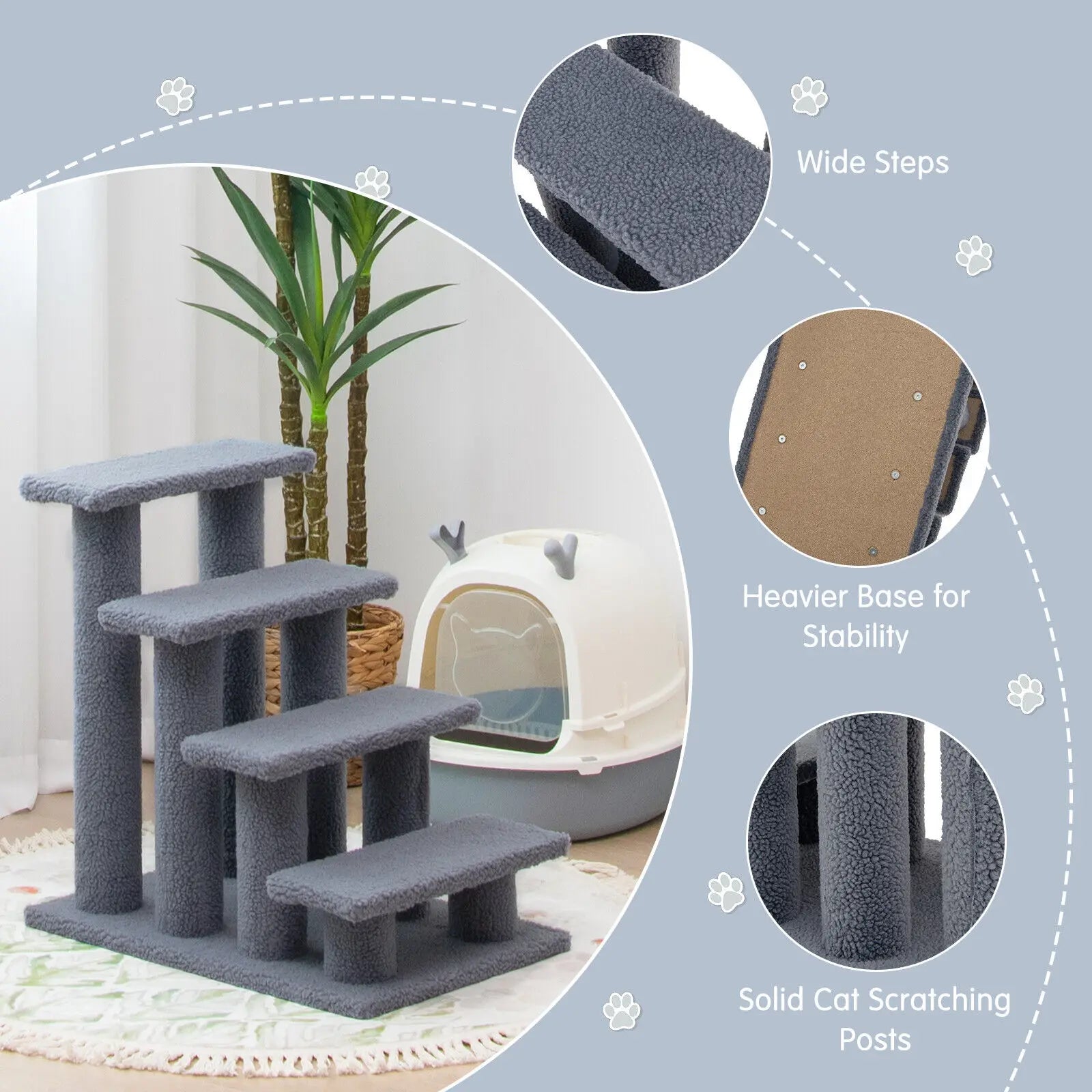 Costway 24" 4-Step Carpeted Pet Stairs