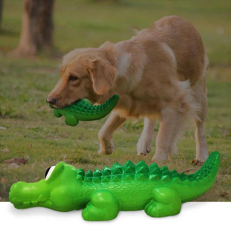 Squeaky Rubber Crocodile Dog Chew Toy