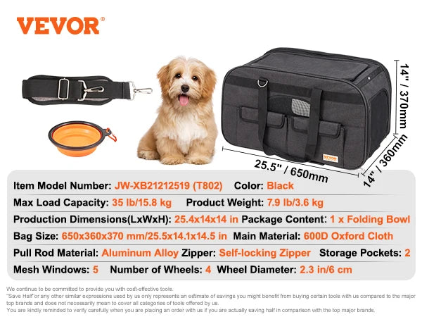 Airline Approved Expandable Rolling Pet Carrier