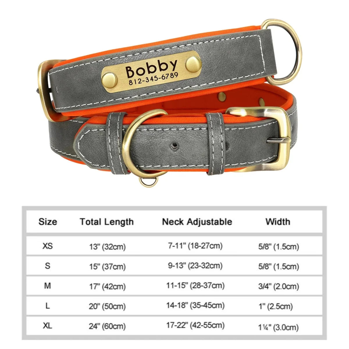 Soft Padded Leather Custom ID Dog Collar