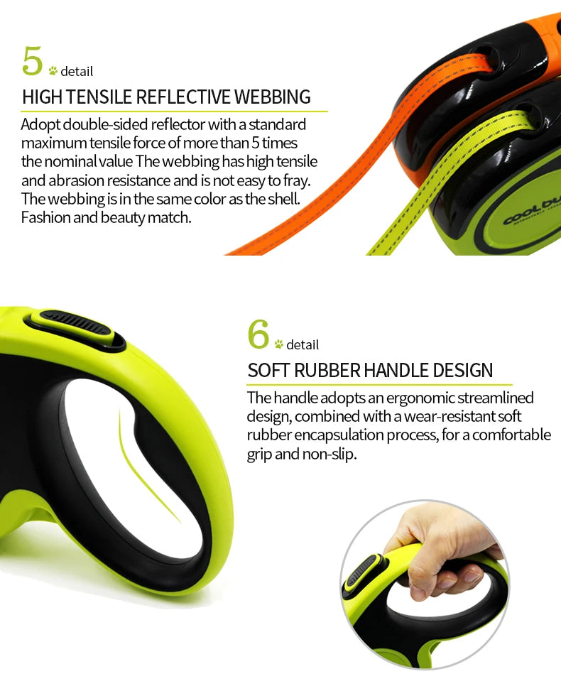 Soft Handle Professionally Crafted Retractable Dog Leash