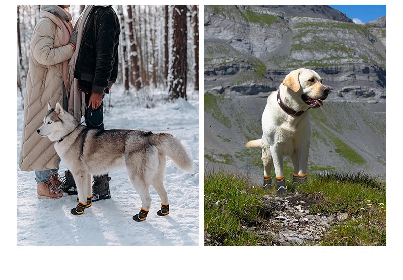 Premium High-Cut Reflective Waterproof Dog Paw Protector Boots