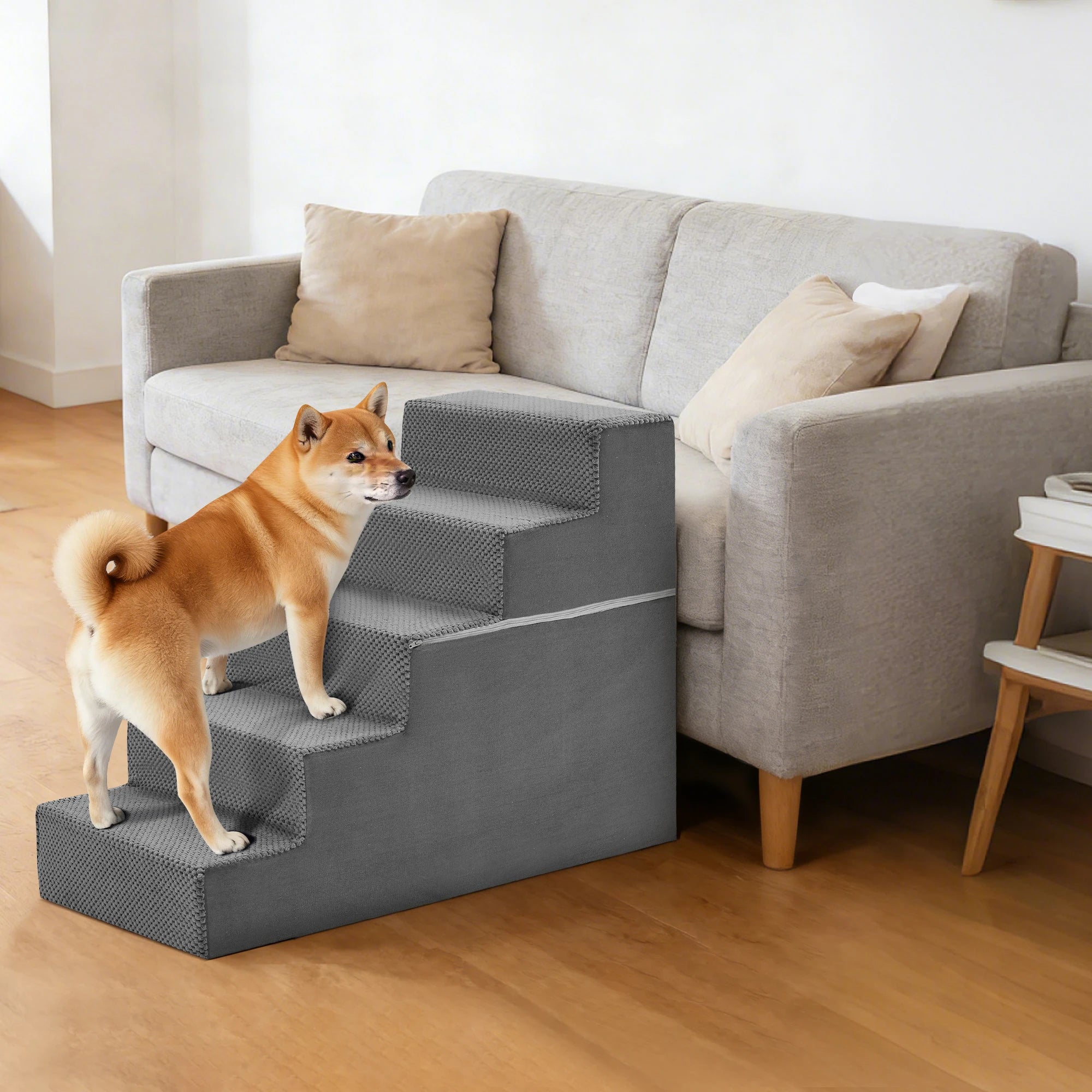 JHK Right Angled Non-Slip Foam Dog Stairs