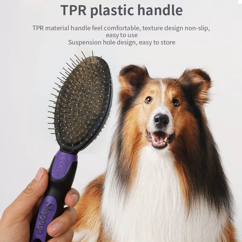 2PC Double-Sided Pet Grooming Brush & Bath Brush Set