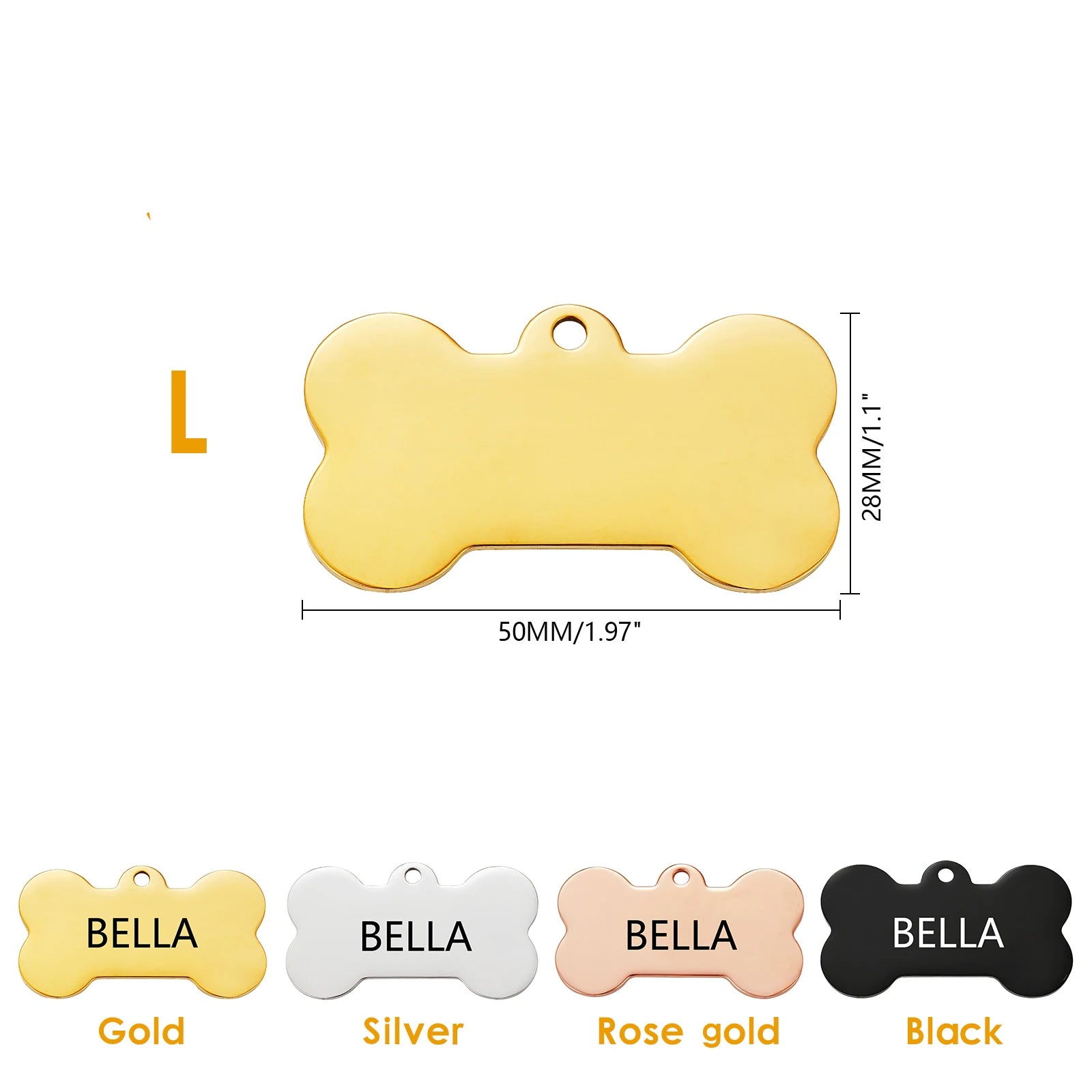 Multi-Shaped Custom Engraved Stainless Steel Pet ID Tag